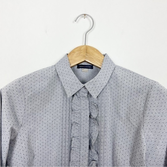 Women’s Tommy‎ Hilfiger Grey Buttoned Blouse Ruffles Size Medium - Picture 5 of 11